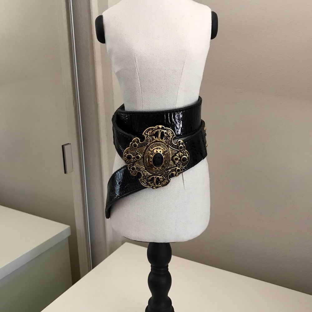 Just Cavalli Patent Leather Belt w Studs